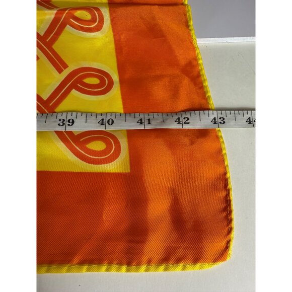 Retro 70s MOD Geometric Scarf Orange Yellow Fashion Links VTG Bold Japan - Picture 6 of 8
